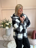 Load image into Gallery viewer, Check Hoody Zip Fleece - Black/White
