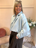 Load image into Gallery viewer, Sheer Shimmer Zipped Top - Aqua Soft Blue - Wardrobe By Simone