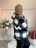 Load image into Gallery viewer, Check Hoody Zip Fleece - Black/White