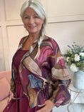 Load image into Gallery viewer, Lightweight Print Zip Jacket - Burgundy/Blue/Brown