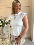 Load image into Gallery viewer, Cute Peplum Top - White - Wardrobe By Simone
