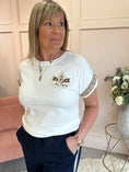 Load image into Gallery viewer, Embroidered Leaf T Shirt - White/Cream - Wardrobe By Simone