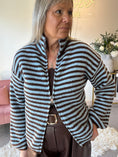 Load image into Gallery viewer, Zip Up Fun Striped Cardigan - Brown/Blue