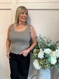 Load image into Gallery viewer, Scalloped Edged Vest Top - Taupe