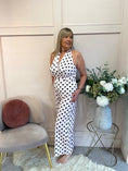 Load image into Gallery viewer, Halter Neck Polka Dot Jumpsuit - Soft Pink/Black - Wardrobe By Simone