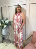 Load image into Gallery viewer, Halter Neck Maxi Dress - Pink/Cream - Wardrobe By Simone