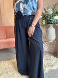 Load image into Gallery viewer, Flower Tie Wide Leg Pant - Navy - Wardrobe By Simone
