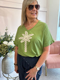 Load image into Gallery viewer, Palm With Gold Sequin T Shirt - Olive Green