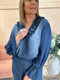 Load image into Gallery viewer, Denim Frill Edge Top - Blue - Wardrobe By Simone