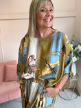 Load image into Gallery viewer, Horse & Bridle Silk Top - Mustard/Blue - Wardrobe By Simone