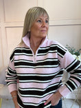 Load image into Gallery viewer, Striped Zip Jumper - Pink/Cream/Brown
