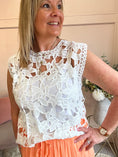 Load image into Gallery viewer, Open Lace Sleeveless Top - White - Wardrobe By Simone