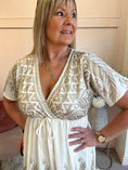 Load image into Gallery viewer, Gold Embroidered Maxi Dress - Soft Cream/Gold - Wardrobe By Simone