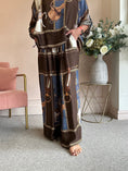 Load image into Gallery viewer, Horse & Bridle Silk Wide Pant - Brown/Blue - Wardrobe By Simone