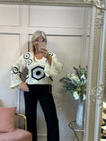 Load image into Gallery viewer, Crochet V Neck Jumper - Cream/Black - Wardrobe By Simone