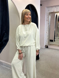 Load image into Gallery viewer, Pinstriped Batwing Top & Pant Set - Cream/Black