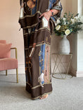 Load image into Gallery viewer, Horse & Bridle Silk Wide Pant - Brown/Blue - Wardrobe By Simone