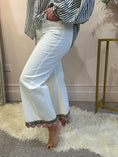 Load image into Gallery viewer, Pretty Embroidered Edge Jean - White - Wardrobe By Simone