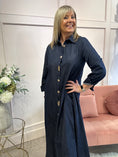 Load image into Gallery viewer, Denim Maxi Shirt Dress - Dark Denim