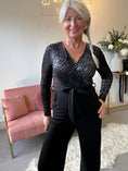 Load image into Gallery viewer, Touch Of Sliver Glam Jumpsuit - Black/Silver