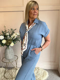 Load image into Gallery viewer, Collared With A Tie Jumpsuit - Denim Blue - Wardrobe By Simone
