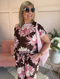 Load image into Gallery viewer, Tropical Top & Crop Pant Set - Brown/Pink - Wardrobe By Simone