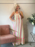 Load image into Gallery viewer, Strappy Maxi Sun Dress- Pink/White/Green - Wardrobe By Simone