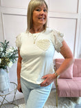 Load image into Gallery viewer, Crochet Heart & Lace T Shirt - White - Wardrobe By Simone