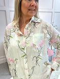 Load image into Gallery viewer, Rose Button Embroidered Shirt - Soft Cream - Wardrobe By Simone