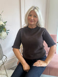 Load image into Gallery viewer, Fluted Edge Short Sleeve Jumper - Chocolate