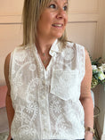 Load image into Gallery viewer, Embroidered Sleeveless Top - White - Wardrobe By Simone