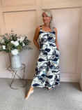 Load image into Gallery viewer, Mixed Botanical Jumpsuit - Cream/Navy - Wardrobe By Simone