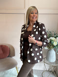 Load image into Gallery viewer, Spot & Ruched Sleeve Blazer - Brown/Cream