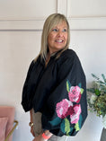 Load image into Gallery viewer, Floral Embroidered Sleeve Shirt - Black