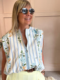 Load image into Gallery viewer, Flower Waistcoat-Cream/Blue One Size