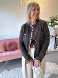 Load image into Gallery viewer, Frill Edge Leopard Buttoned Cardigan - Brown