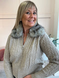 Load image into Gallery viewer, Faux Fur Collar On Zip Cardigan- Oatmeal