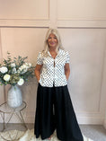Load image into Gallery viewer, Spotty Collared Shirt Blouse - White/Black - Wardrobe By Simone