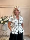 Load image into Gallery viewer, Spotty Collared Shirt Blouse - White/Black - Wardrobe By Simone