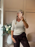 Load image into Gallery viewer, V Neck Short Sleeve Jumper - Oatmeal