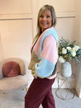 Load image into Gallery viewer, Open Block Coloured Cardigan- Pink/Blue/Latte