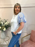 Load image into Gallery viewer, Striped Puff Sleeve T-Shirt - White - Wardrobe By Simone