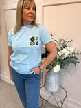 Load image into Gallery viewer, Crochet Pocket T-Shirt - Blue/Yellow - Wardrobe By Simone
