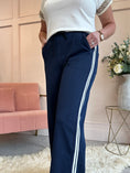 Load image into Gallery viewer, White Striped Edge Jogger Pant - Blue/White - Wardrobe By Simone