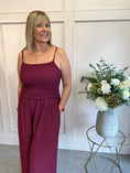 Load image into Gallery viewer, Elasticated Bodice & Wide Leg Jumpsuit - Burgundy