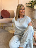 Load image into Gallery viewer, Detailed Edge Top & Pant Set - Soft Blue - Wardrobe By Simone