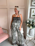 Load image into Gallery viewer, Zebra Vibe Bandeau Jumpsuit - Green/Cream - Wardrobe By Simone