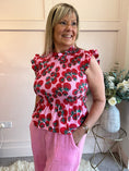 Load image into Gallery viewer, Cute Tomato Peplum Top - Red/Pink - Wardrobe By Simone