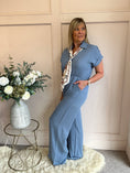 Load image into Gallery viewer, Collared With A Tie Jumpsuit - Denim Blue - Wardrobe By Simone