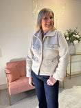 Load image into Gallery viewer, Stylish Teddy Boucle Pearl Jacket - Beige